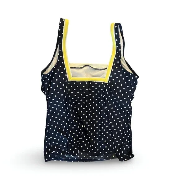 Beach House Women's Built in Padded Bra Tankini Top Blue Polka Dot Size 10 - Picture 2 of 5
